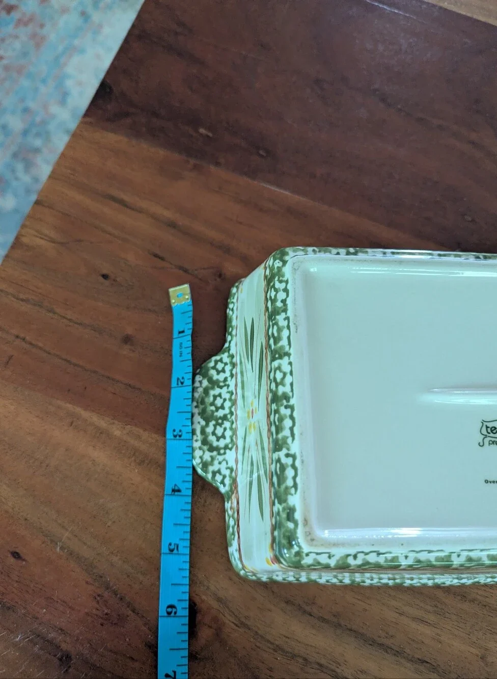 Temptations Ovenware 8 Inch Rectangular Old World Green 1.5 Quart Baking Dish